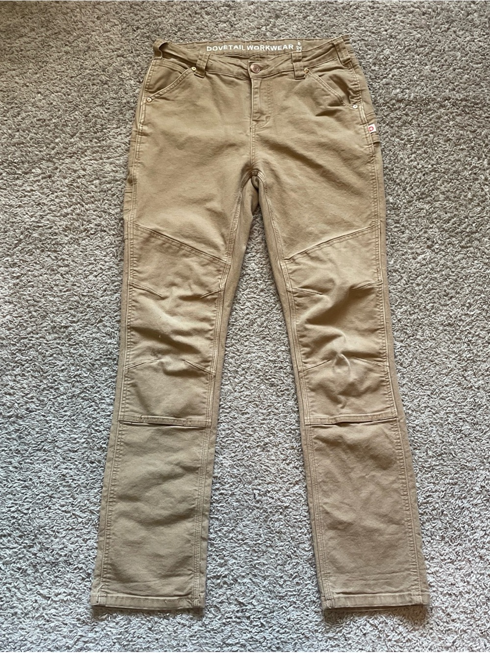 DOVETAIL WORKWEAR Tori Utility Womens 8/32 Brown Double Knee Canvas Pocket Pants